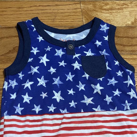 Cats & Jacks Kids Sleeveless American Flag Shirt Top Size 4T - Picture 2 of 6